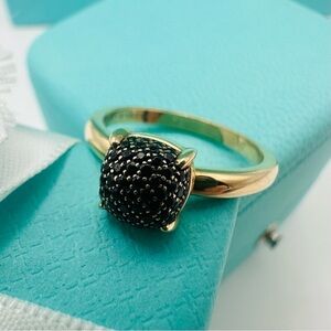 RARE Tiffany & Co. 18K Rose Gold Black Spinel Sugar Stack Ring with Packaging